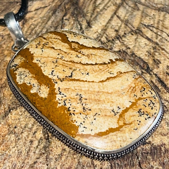 Earthy Picture Jasper Pendant 2 1/4” - Picture 4 of 13